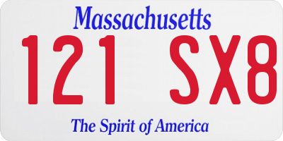 MA license plate 121SX8