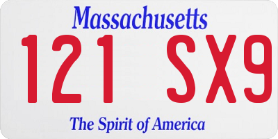 MA license plate 121SX9