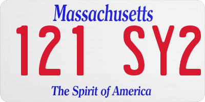 MA license plate 121SY2
