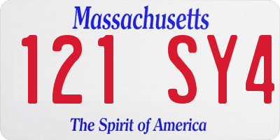 MA license plate 121SY4