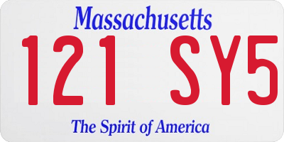 MA license plate 121SY5
