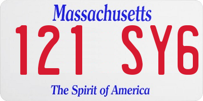MA license plate 121SY6
