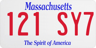 MA license plate 121SY7