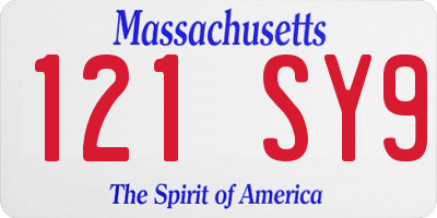 MA license plate 121SY9