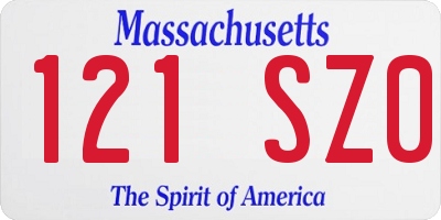 MA license plate 121SZ0