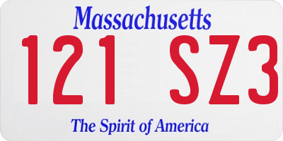 MA license plate 121SZ3