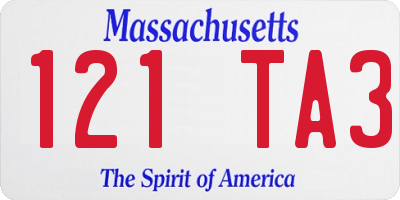 MA license plate 121TA3