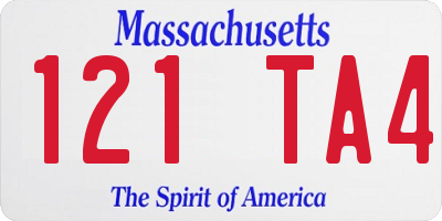 MA license plate 121TA4