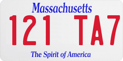 MA license plate 121TA7