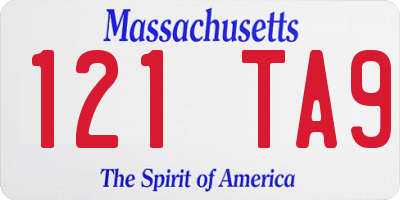 MA license plate 121TA9