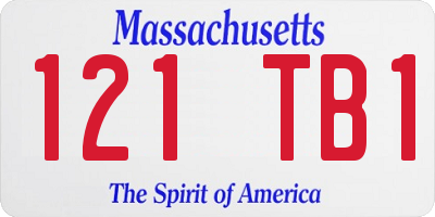 MA license plate 121TB1