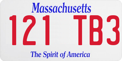 MA license plate 121TB3