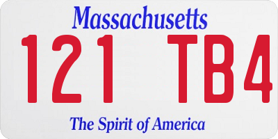 MA license plate 121TB4