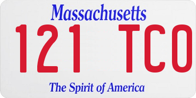 MA license plate 121TC0