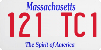 MA license plate 121TC1