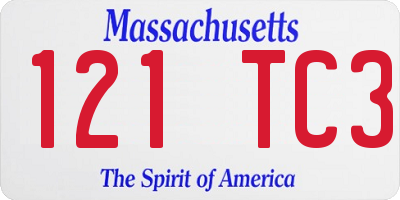 MA license plate 121TC3