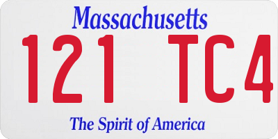 MA license plate 121TC4