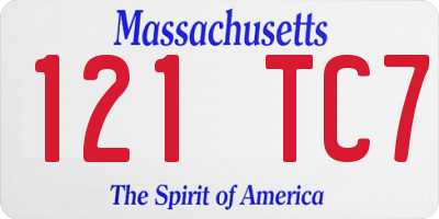 MA license plate 121TC7