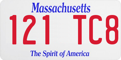 MA license plate 121TC8