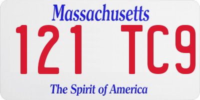 MA license plate 121TC9