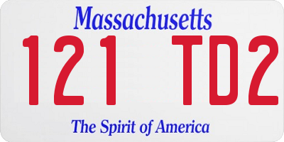 MA license plate 121TD2