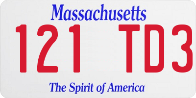 MA license plate 121TD3