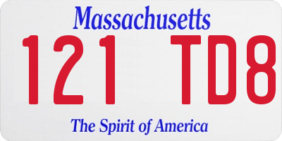 MA license plate 121TD8