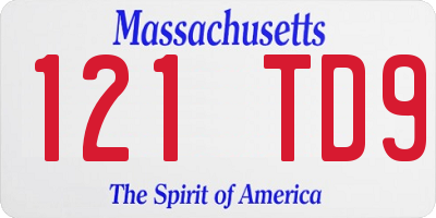 MA license plate 121TD9