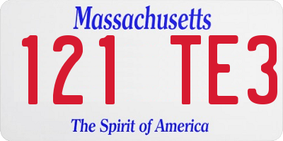 MA license plate 121TE3