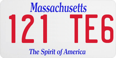 MA license plate 121TE6