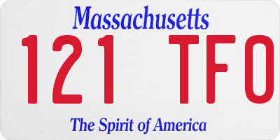 MA license plate 121TF0