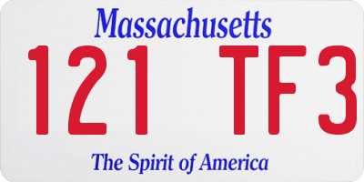 MA license plate 121TF3