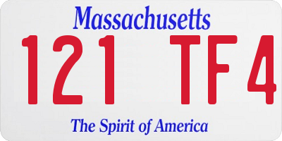 MA license plate 121TF4