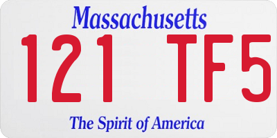MA license plate 121TF5