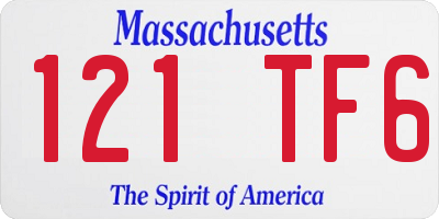 MA license plate 121TF6