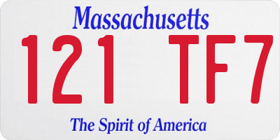 MA license plate 121TF7