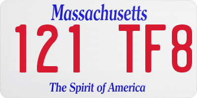 MA license plate 121TF8