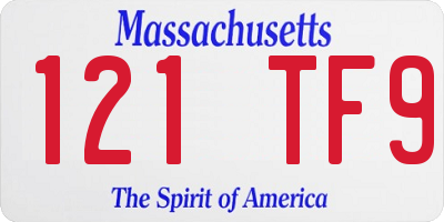 MA license plate 121TF9