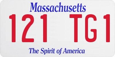 MA license plate 121TG1