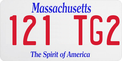 MA license plate 121TG2