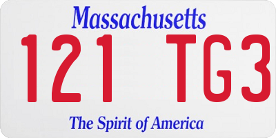 MA license plate 121TG3