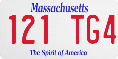 MA license plate 121TG4