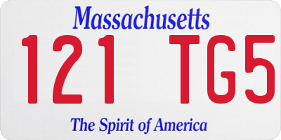 MA license plate 121TG5