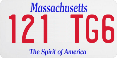 MA license plate 121TG6