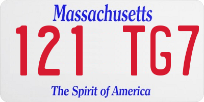 MA license plate 121TG7