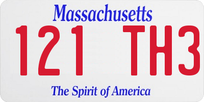 MA license plate 121TH3