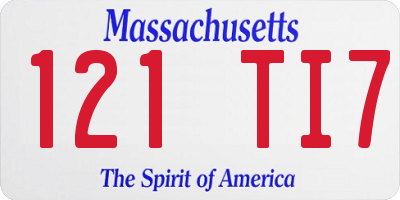 MA license plate 121TI7