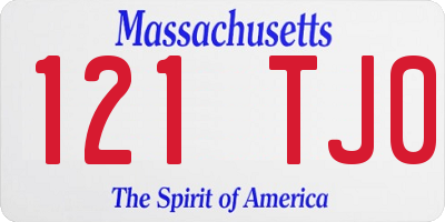 MA license plate 121TJ0