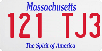 MA license plate 121TJ3