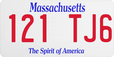 MA license plate 121TJ6
